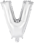 Mini Letter V Silver Foil Balloon N16 Packaged 35 cm x 30 cm
