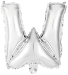 Mini Letter W Silver Foil Balloon N16 Packaged 30 cm x 30 cm