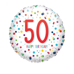 Standard EU Confetti Bday 50 Foil Balloon S40 Packaged 43 cm