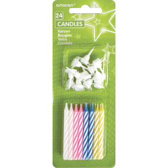 24 Spiral Candles with 12 Holders 4-Colour Assorted Height 6.3 cm 24 Spiral Candles with 12 Holders 4-Colour Assorted Height 6.3 cm