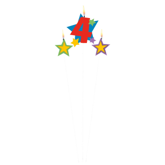 Numeral Candle 4 with 2 Star Candles Height 12.2/13.5 cm Numeral Candle 4 with 2 Star Candles Height 12.2/13.5 cm