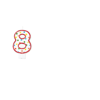 Numeral Candle 8 Polka Dots Height 7.6 cm Numeral Candle 8 Polka Dots Height 7.6 cm