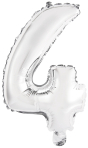 Mini Number 4 Silver Foil Balloon N16 Packaged 35 cm x 23 cm
