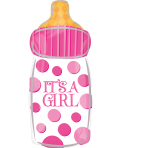 Junior Shape Baby Bottle It's a Girl Foil Balloon S50 Packaged 25 cm x 58 cm