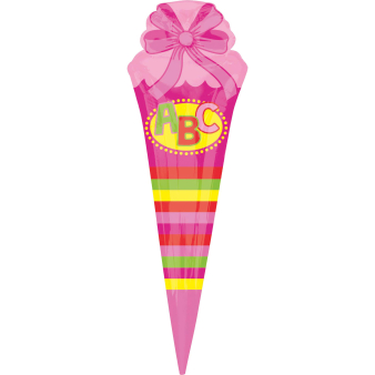 SuperShape School Cornet - pink Foil Balloon P35 Packaged 25 cm x 76 cm