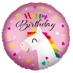 Standard Silk Lustre HBD Unicorn Foil Balloon C40 Packaged 43 cm