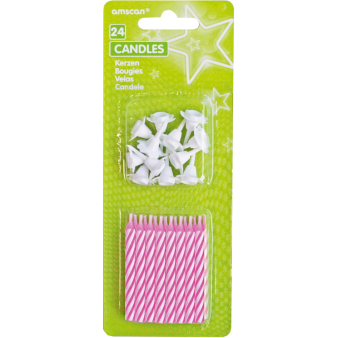 24 Spiral Candles with 12 Holders Pink Height 6.3 cm 24 Spiral Candles with 12 Holders Pink Height 6.3 cm
