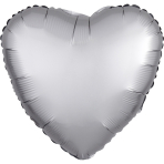 Standard "Satin Luxe Platinum" Foil Balloon Heart, S15, packed, 43cm