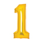 Medium Number 1 Gold Foil Balloon N26 Packaged 65 cm x 35 cm
