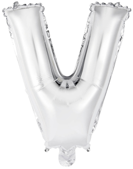 Mini Letter V Silver Foil Balloon N16 Packaged 35 cm x 30 cm