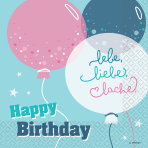 16 napkins "Happy Birthday - lebe, liebe, lache" 33cm x 33cm