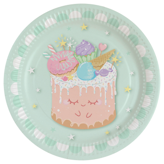 8 Plates Crazy Cake Round Paper 23 cm 8 Plates Crazy Cake Round Paper 23 cm