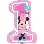 SuperShape Minnie 1st Birthday Foil Balloon P38 Packaged 48 cm x 71 cm