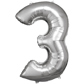 Large Number 3 Silver Foil Balloon N34 Packaged 92 cm x 58 c Large Number 3 Silver Foil Balloon N34 Packaged 92 cm x 58 c
