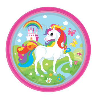 8 Plates Unicorn Round Paper 23 cm