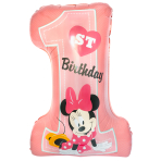 Large Shape Minnie 1st Birthday Foil Balloon H45 Packaged 48 cm x 71 cm