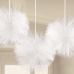 3 Fluffy Decorations Wedding Decorations White Tulle 30.4 cm