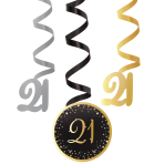 6 Swirl Decorations 21 Starlight Birthday Paper / Foil 61 cm