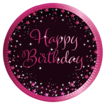 8 Plates Starlight Birthday Pink Happy Birthday Paper 23 cm
