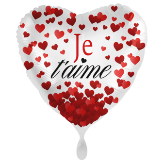 Standard Je t'aime Foil Balloon Heart C40 packaged 43cm