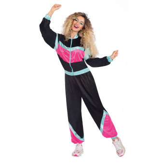 Adult Costume 80s Shell Suit Black Size S - 8-10Y