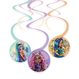 6 Swirl Decorations Monster High Paper 40 cm, 60 cm 6 Swirl Decorations Monster High Paper 40 cm, 60 cm