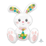 Multi Balloon Sitting Easter Bunny Foil Balloon A75 Packaged 38 x 50 cm