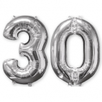 Mid Size Number Number Bunch 30 Silver Foil Balloon P56 Packaged 26"
