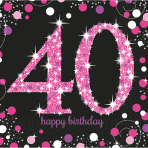 16 Napkins 40 Sparkling Celebration - Pink 33 x 33 cm