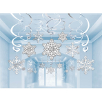 30 Swirl Decorations Snowflake Foil / Paper 61 cm