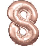 Large Number 8 Rose Gold Foil Balloon N34 Packaged 86 cm x 57 cm