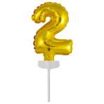 Micro Size Number 2 Gold Foil Balloon N6 Packaged 11 cm x 8 cm