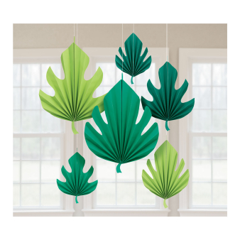 6 Fan Decorations Palm Leaf Paper 20.3 cm ( 30.4 cm / 40.6 c