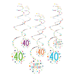 6 Swirl Decorations 40 Confetti Birthday Paper 61 cm