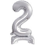 Mini Number 2 Silver Foil Balloon N16 Packaged 39 cm x 22 cm