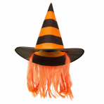 Witch Hat Striped Orange with Hair