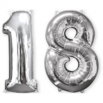 Mid Size Number Number Bunch 18 Silver Foil Balloon P56 Packaged 26"