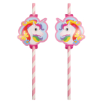 8 Paper Drinking Straws Unicorn 19,7 cm