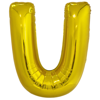 Large Letter U Gold Foil Balloon N34 Packaged 83 cm x 65 cm