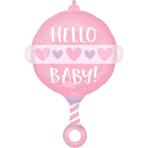 Standard Shape Baby Girl Rattle Foil Balloon S50 Packaged 43 cm x 60 cm