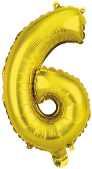 Mini Number 6 Gold Foil Balloon N16 Packaged 36 cm x 22 cm Mini Number 6 Gold Foil Balloon N16 Packaged 36 cm x 22 cm