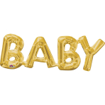 SuperShape Phrase "Baby" Gold Foil Balloon P35 Packaged 66 x22 cm