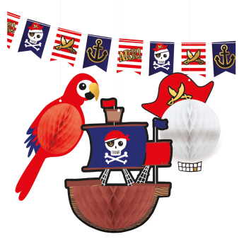 Decoration Kit (1 Flag Banner and 3 Honeycombs) Pirates Map Decoration Kit (1 Flag Banner and 3 Honeycombs) Pirates Map
