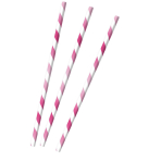 12 Drinking Straws Hot Pink Paper 19.7 cm
