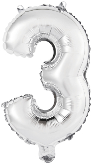 Mini Number 3 Silver Foil Balloon N16 Packaged 34 cm x 21 cm Mini Number 3 Silver Foil Balloon N16 Packaged 34 cm x 21 cm