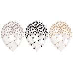 6 Latex Balloons Golden Wishes 22.8 cm / 9"