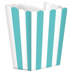 5 Popcorn Boxes Stripes Robin's Egg Blue Paper 6.3 x 13.4 x 3.8 cm
