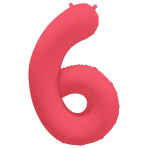 Large Number 6 Neon Red Foil Balloon N35 Packaged 34IN 86 cm x 70 cm