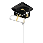 Mini Shape Black Grad Cap & White Diploma Foil Balloon A30 Airfilled