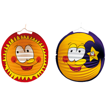 Lantern Sun & Moon Paper Assorted 25 cm